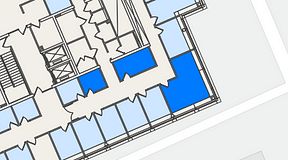 Planritning för Spaces Lindholmen, 3 privata rum, 35 m²