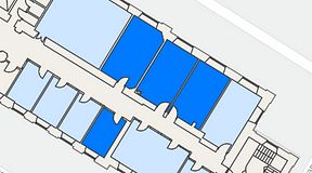 
							Planritning för iOffice Sjöbefälsskolan, 4 privata rum, 82 m²