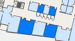 
							Planritning för Flexiwork Hovet, 4 privata rum, 96 m²