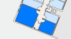 
							Planritning för C/O Tyresö, 2 privata rum, 43 m²