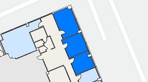 
							Planritning för FASTOFFICE Södertälje, 3 privata rum, 57 m²