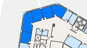 
							Planritning för Spaces Göteborg Gamlestan, 5 privata rum, 105 m²