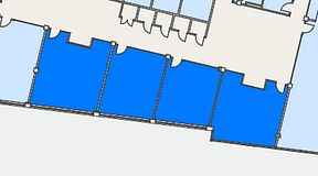 
							Planritning för Flexiwork Hovet, 4 privata rum, 146 m²