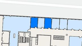 
							Planritning för Kungsholmens Kontorshotell Warfvinges väg, 2 privata rum, 19 m²