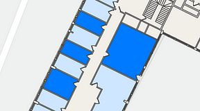 
							Planritning för Quick Office Älvsjö, 4 privata rum, 75 m²