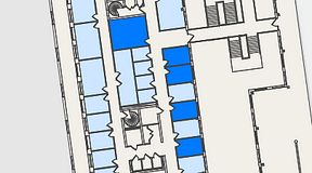 
							Planritning för Spaces Nordenskiöldsgatan, 5 privata rum, 57 m²