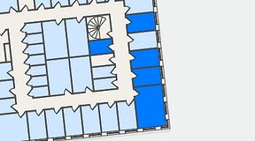 
							Planritning för QuickOffice Kista, 5 privata rum, 60 m²