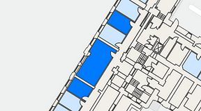 Planritning för iOffice Sjöbefälsskolan, 3 privata rum, 62 m²
