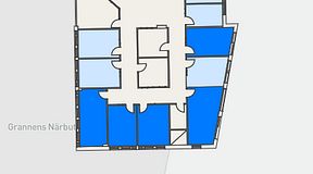 
							Planritning för Regus Täby, 5 privata rum, 66 m²