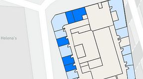 
							Planritning för Walborg Ventures, 5 privata rum, 65 m²