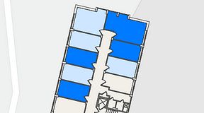 
							Planritning för FirstOffice Mobilia, 4 privata rum, 59 m²