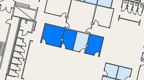 
							Planritning för Flexiwork Hovet, 3 privata rum, 38 m²