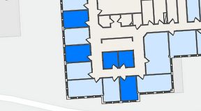 
							Planritning för FirstOffice Säveån, 5 privata rum, 50 m²