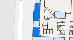 
							Planritning för EQ Coworking, 3 privata rum, 72 m²