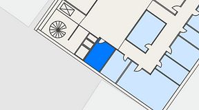 
							Planritning för Kontoret Alvik, 1 privata rum, 13 m²