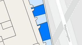 
							Planritning för Walborg Ventures, 2 privata rum, 33 m²