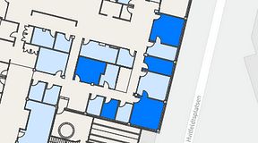 
							Planritning för Flexiwork Hovet, 5 privata rum, 77 m²