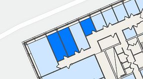 Planritning för Spaces Lindholmen, 3 privata rum, 38 m²