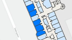 
							Planritning för Regus Helsingborg Södergatan, 5 privata rum, 85 m²