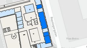 
							Planritning för THE WORKS Medborgarplatsen, 4 privata rum, 93 m²