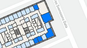 
							Planritning för Spaces Lindholmen, 5 privata rum, 70 m²