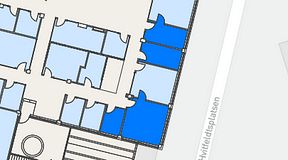 
							Planritning för Flexiwork Hovet, 4 privata rum, 51 m²