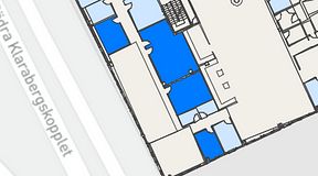 Planritning för United Spaces Waterfront Klarabergsviadukten, 4 privata rum, 85 m²