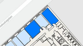 
							Planritning för Banken Coworking, 2 privata rum, 41 m²