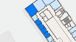 
							Planritning för FirstOffice Västra Hamnen, 5 privata rum, 52 m²