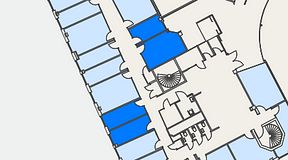 
							Planritning för Genetor K6, 4 privata rum, 43 m²