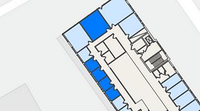 
							Planritning för FirstOffice Västra Hamnen, 5 privata rum, 55 m²