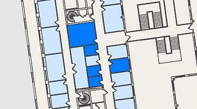 
							Planritning för Spaces Nordenskiöldsgatan, 5 privata rum, 45 m²