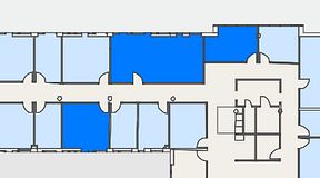 
							Planritning för FirstOffice Arenavägen 33, 3 privata rum, 75 m²