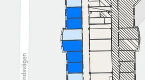 Planritning för FASTOFFICE Johanneslundsvägen 2, 5 privata rum, 68 m²