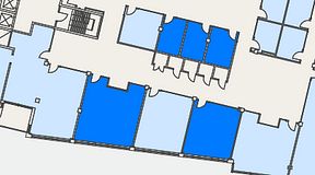 
							Planritning för Flexiwork Hovet, 5 privata rum, 106 m²