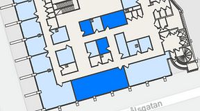 
							Planritning för United Spaces Östra Hamngatan, 4 privata rum, 95 m²