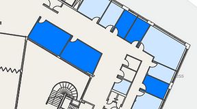 
							Planritning för Spaces Göteborg Gamlestan, 5 privata rum, 76 m²