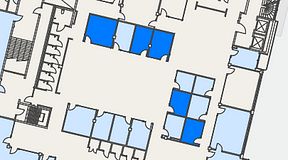 
							Planritning för Flexiwork Hovet, 5 privata rum, 56 m²