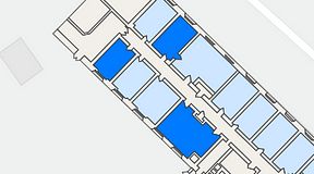 Planritning för FASTOFFICE Söderhamn, 3 privata rum, 59 m²
