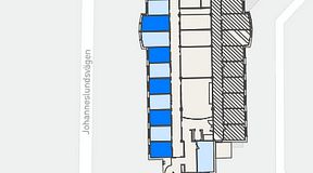Planritning för FASTOFFICE Johanneslundsvägen 2, 5 privata rum, 88 m²