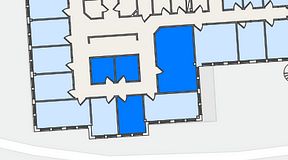 
							Planritning för FirstOffice Säveån, 4 privata rum, 56 m²