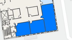 
							Planritning för CoW Hammarby Sjöstad, 3 privata rum, 129 m²