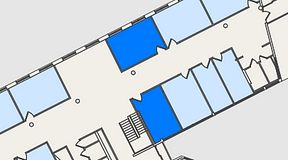 
							Planritning för Convendum Spårvagnshallarna, 2 privata rum, 42 m²