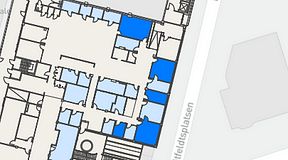 
							Planritning för Flexiwork Hovet, 5 privata rum, 91 m²