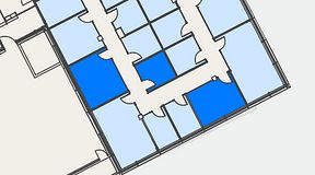 
							Planritning för Spaces Hyllie Vista, 3 privata rum, 45 m²