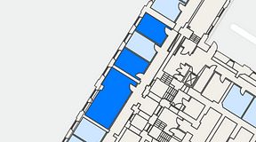
							Planritning för iOffice Sjöbefälsskolan, 3 privata rum, 64 m²