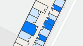 
							Planritning för Quick Office Älvsjö, 5 privata rum, 68 m²