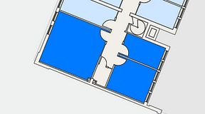 
							Planritning för C/O Tyresö, 3 privata rum, 52 m²