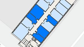 
							Planritning för Regus Almedal, 5 privata rum, 86 m²