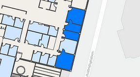 
							Planritning för Flexiwork Hovet, 4 privata rum, 65 m²